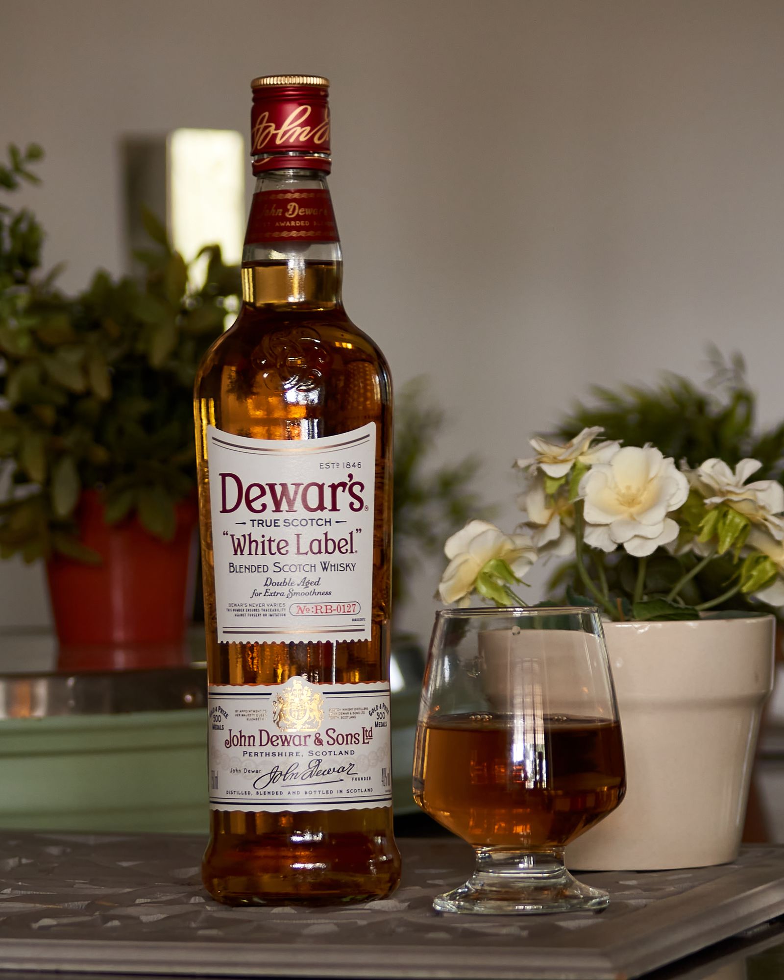 Scotch whisky bottle and glass