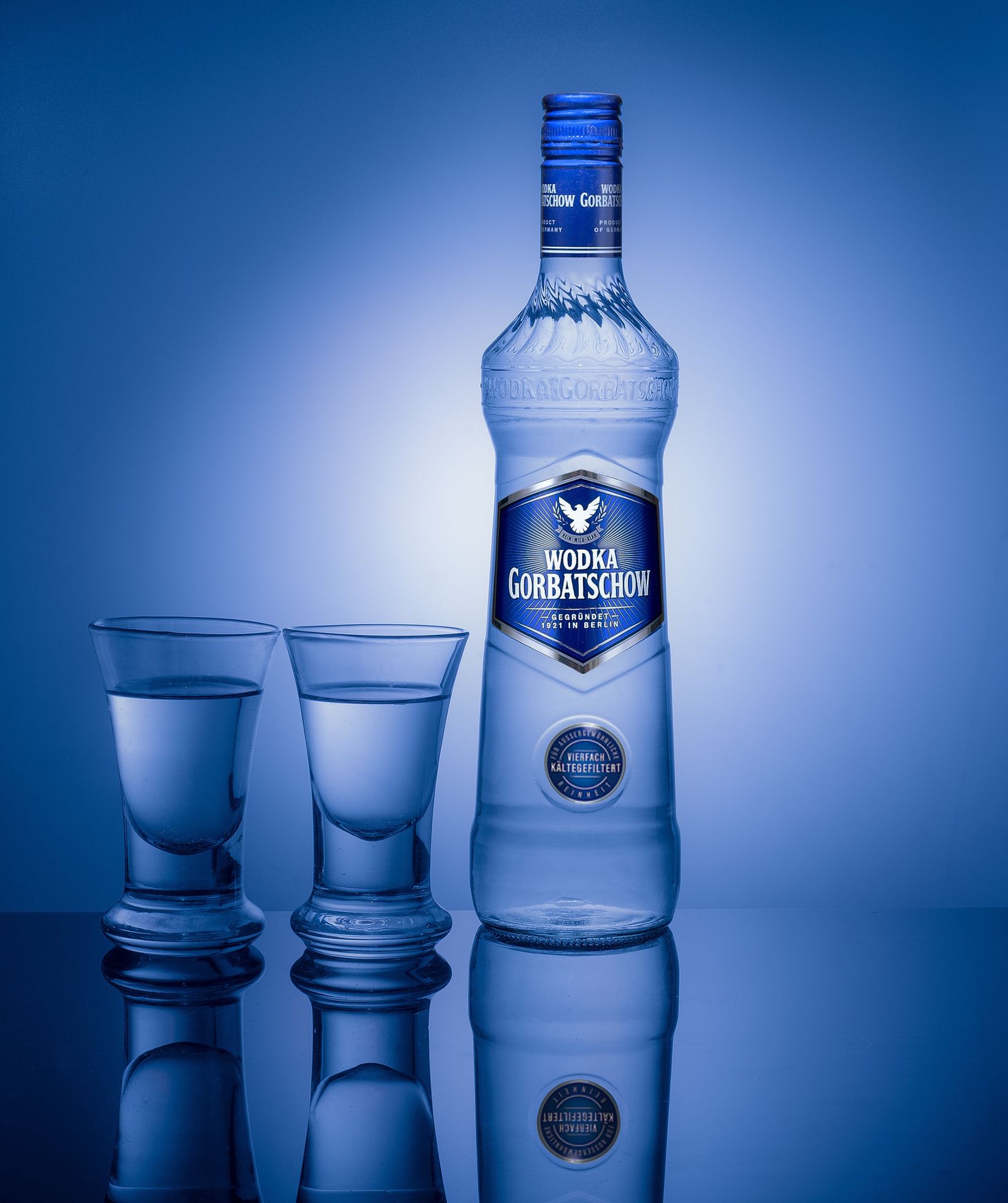 Vodka bottle and glass